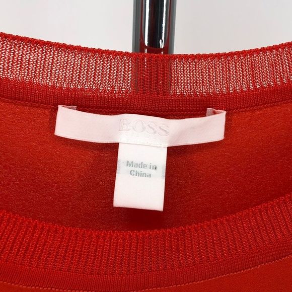 BOSS Hugo Boss Istora Fine Stretch Silk Shell Top in Dark Marigold Orange sz 10 - Picture 9 of 14